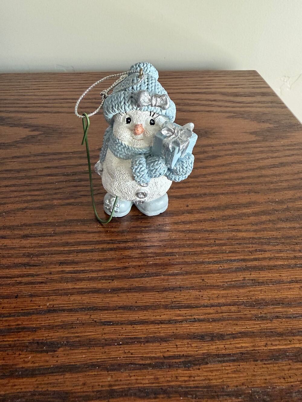 VTG snow Buddies Blue and white Small Snowman Christmas Ornament